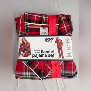 Lands' End Red and Blue Plaid Flannel Pajama Set BRAND NEW